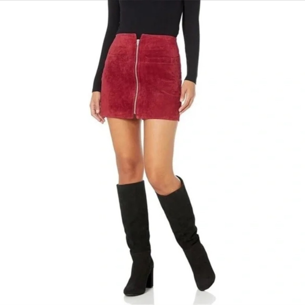 Blank NYC Fire Away Leather Suede Mini Skirt Size 29
